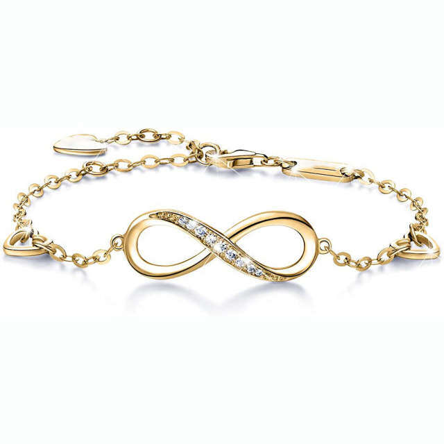 Plata de ley con baño de oro amarillo Circón Pulsera Colgante Símbolo Infinito-1