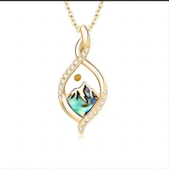 Sterling Silver with Yellow Gold Plated Zircon Mountains Pendant Necklace