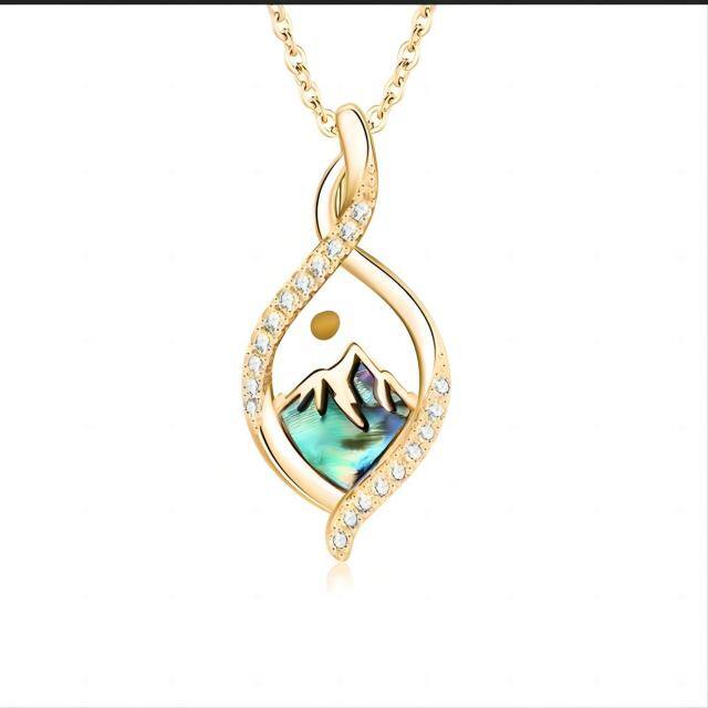 Sterling Silver with Yellow Gold Plated Zircon Mountains Pendant Necklace-1