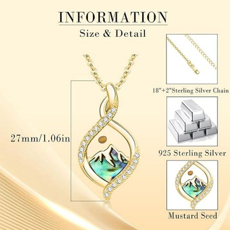 Collier pendentif montagnes en argent sterling et zircon plaqué or jaune-5