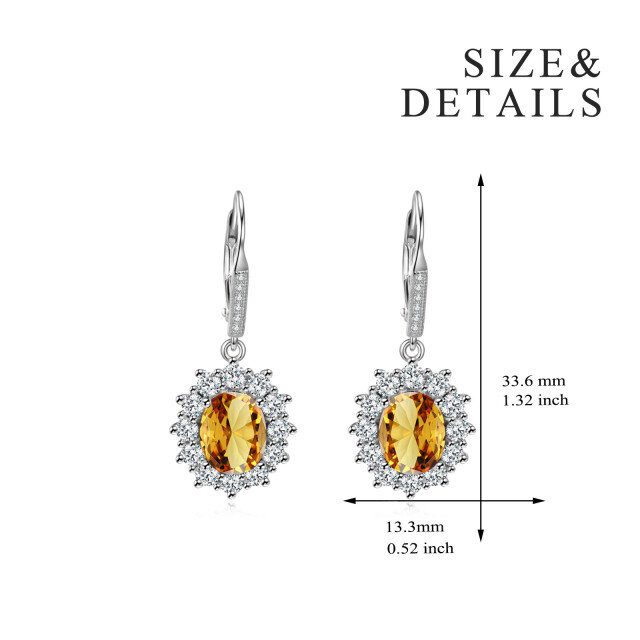 Boucles d'oreilles à levier en argent sterling avec zircone cubique ovale jaune pour femmes-5