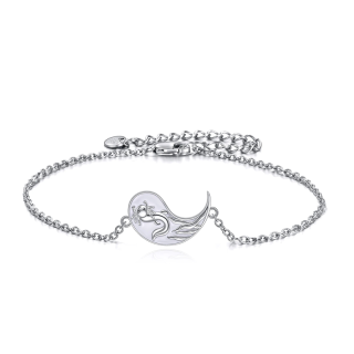 Sterling Silver Yin Yang Pendant Bracelet-4