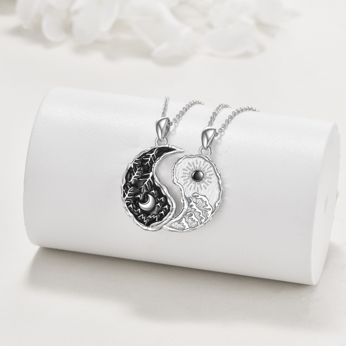 Sterling Silver Yin Yang Tree Wave Necklace Matching Couples Jewelry Gifts for Women-4