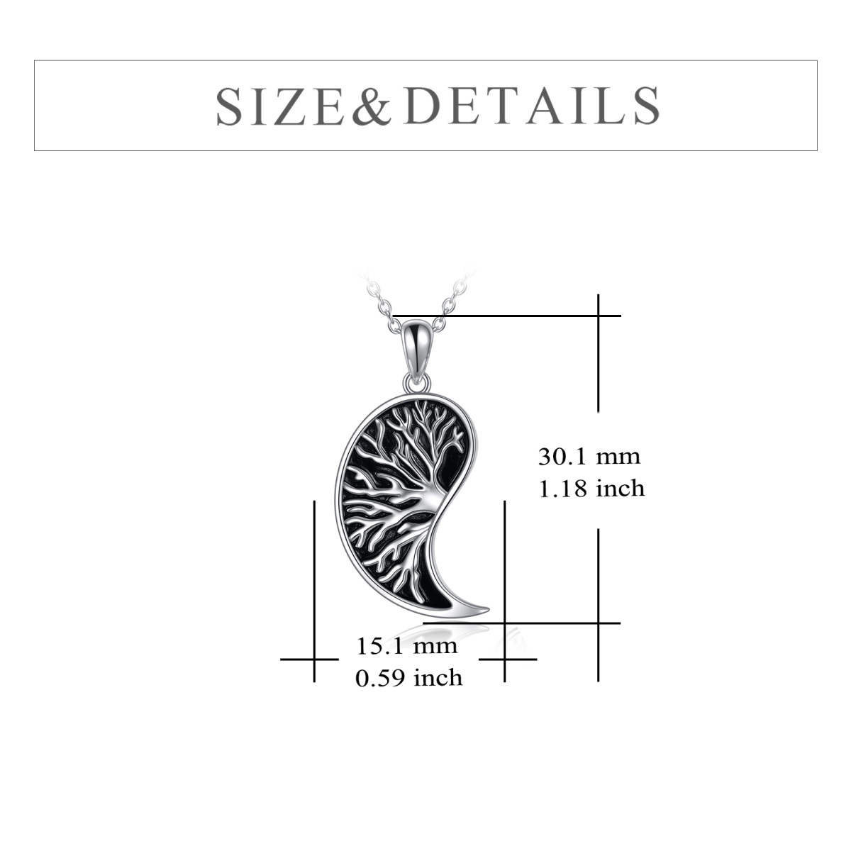 Sterling Silver Yin Yang Tree Wave Necklace Matching Couples Jewelry Gifts for Women-6