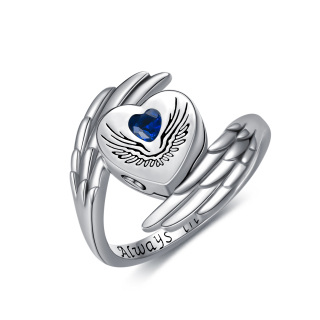 Sterling Silver Zircon Angel Wing Urn Ring-25