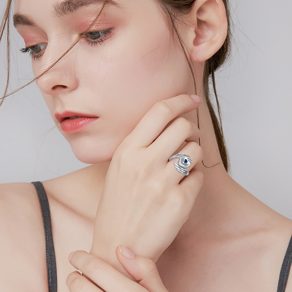 Anello a forma di ala d'angelo in argento 925 con zircone-2