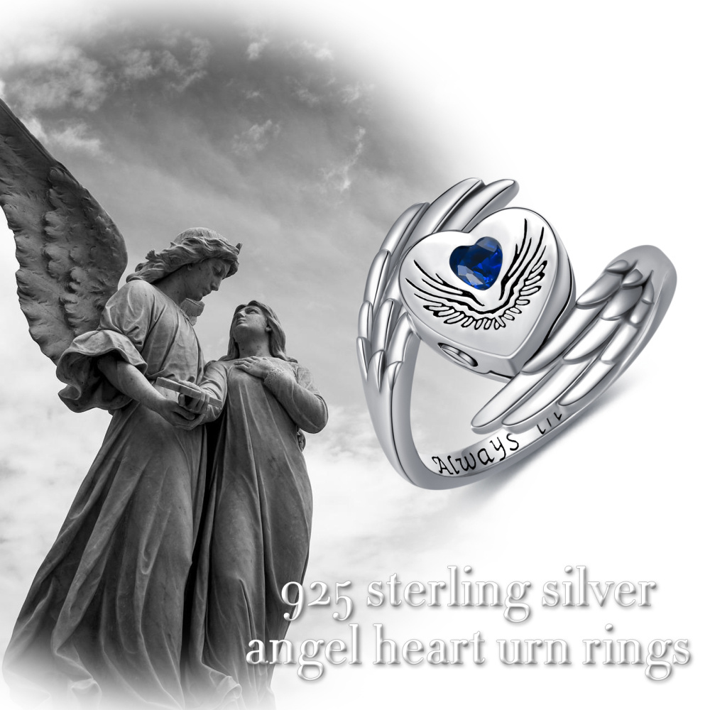 Anello a forma di ala d'angelo in argento 925 con zircone-6