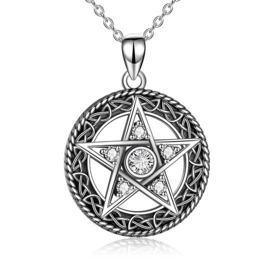 Collier pendentif frère et sœur en argent sterling et zircon