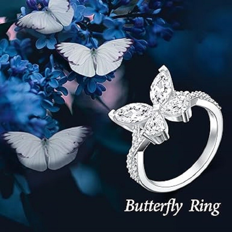 Bague papillon en argent Zircon-3