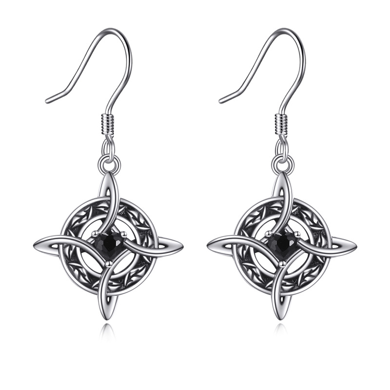 Pendants d'oreilles en argent sterling avec croix et nœud celtique en zircon