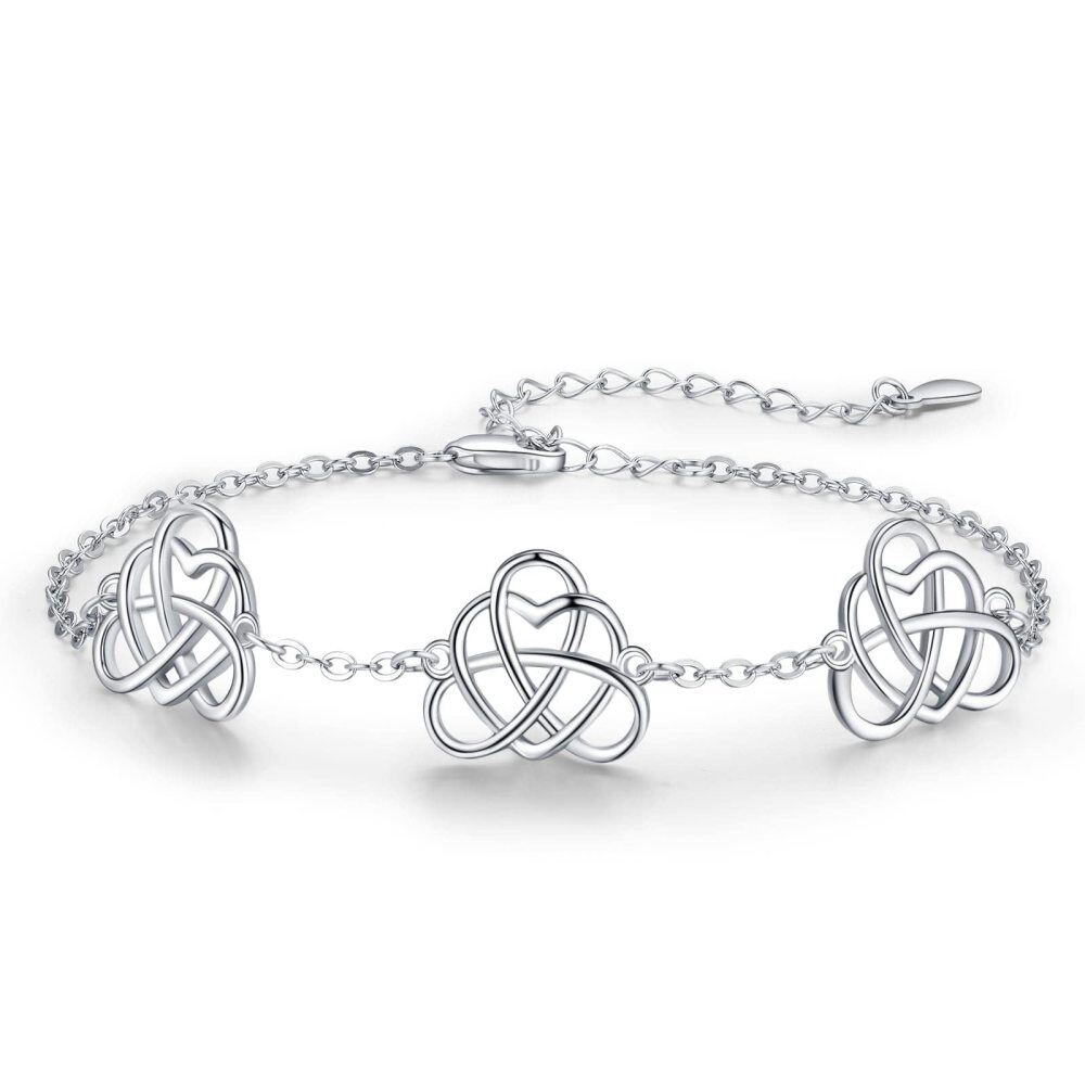 Sterling Silver Zircon Celtic Knot Charm Bracelet-1