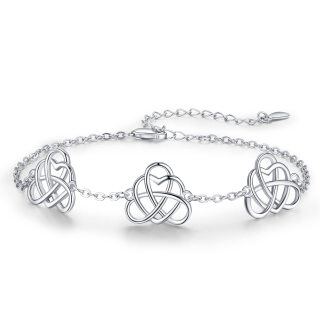 Sterling Silver Zircon Celtic Knot Pendant Bracelet-1