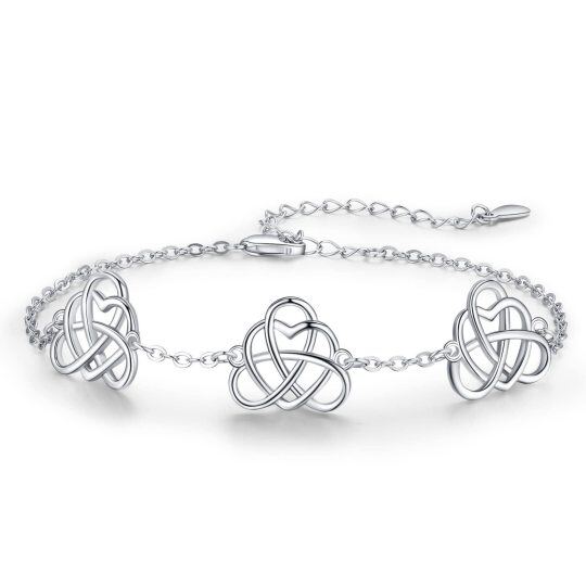 Pulsera con colgante de nudo celta de circonitas en plata de ley