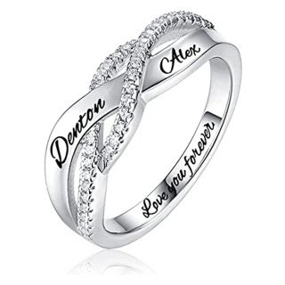 Sterling Silver Zircon Classic Name Ring-35