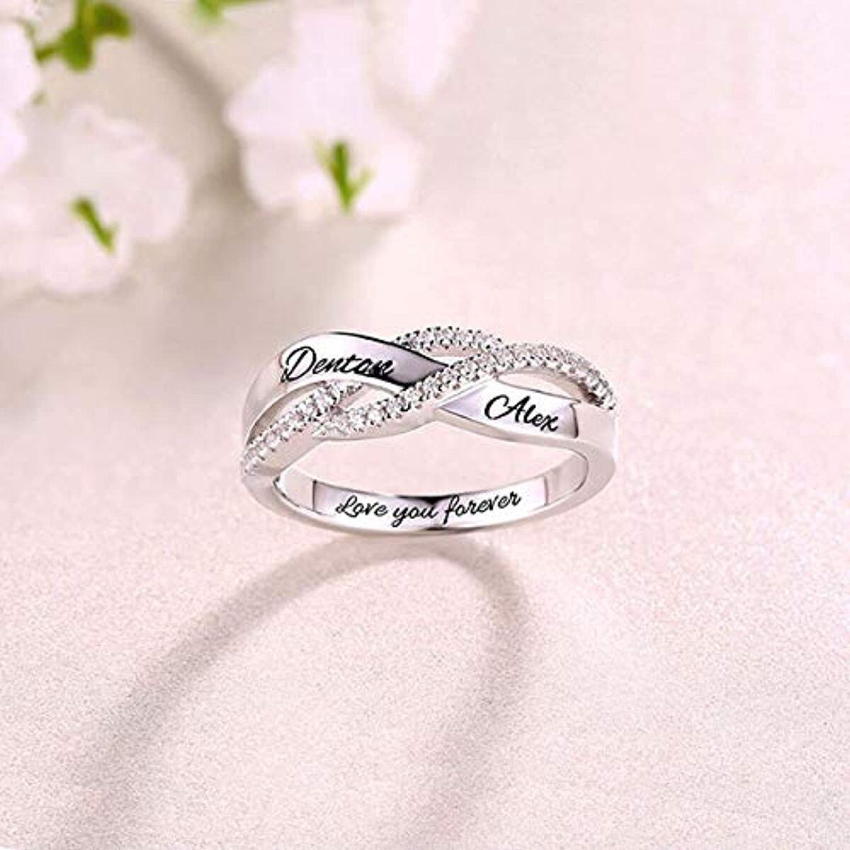 Sterling Silver Zircon Classic Name Ring-3