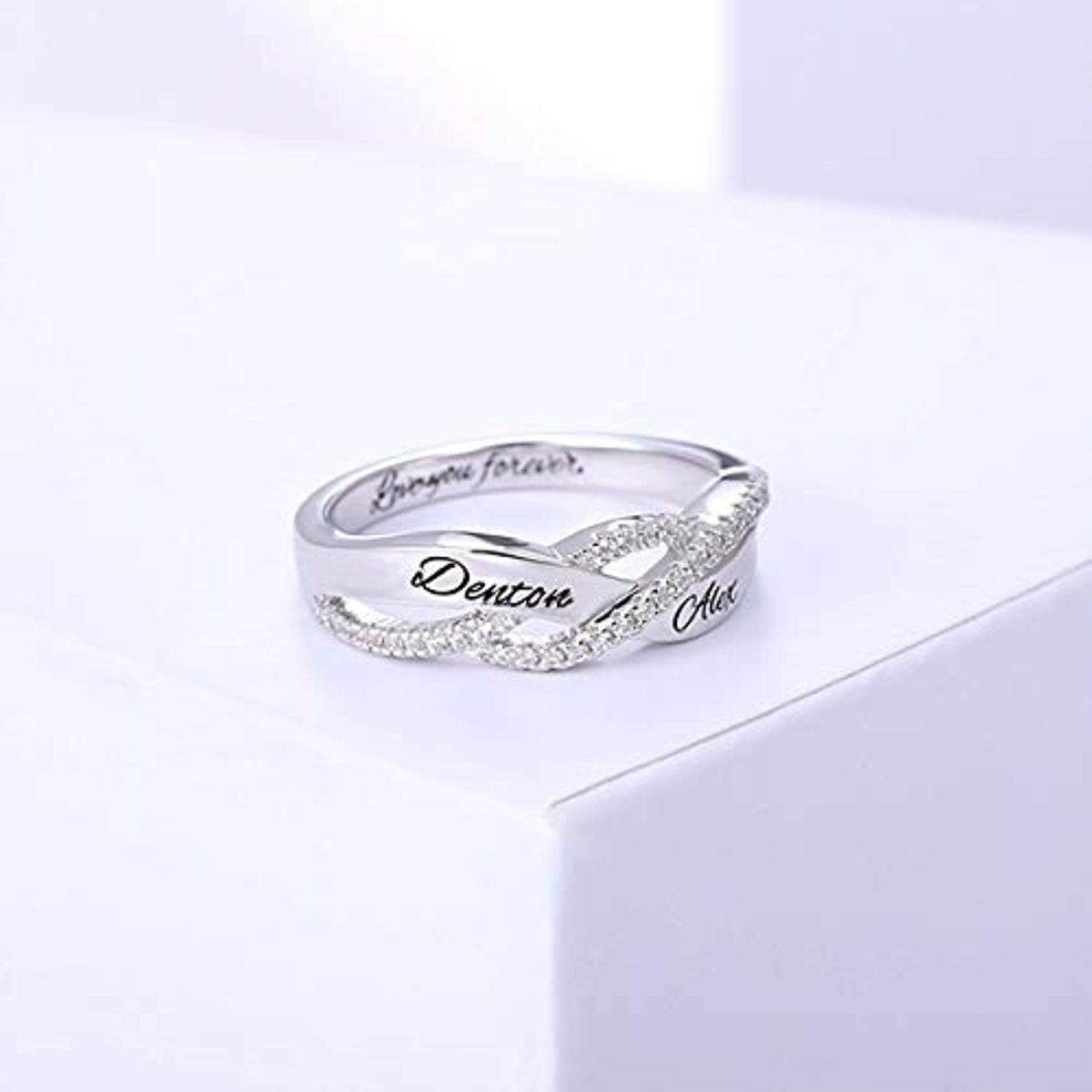 Sterling Silver Zircon Classic Name Ring-4