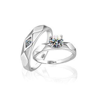 Sterling Silver Round Zircon Couple Rings For Women Best Friends-13