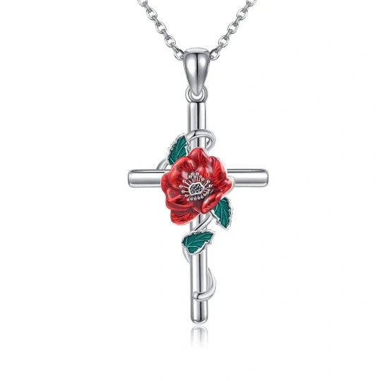 Collana con ciondolo a croce in argento sterling e zirconi