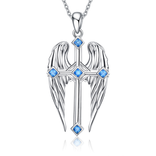 Collana con ciondolo a croce in argento sterling e zirconi