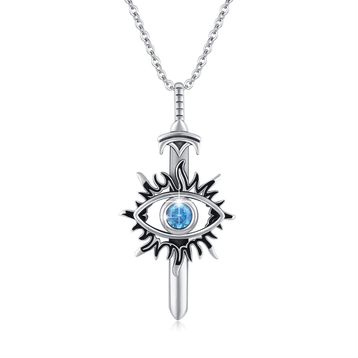 Collana con ciondolo a croce in argento sterling e zirconi-1