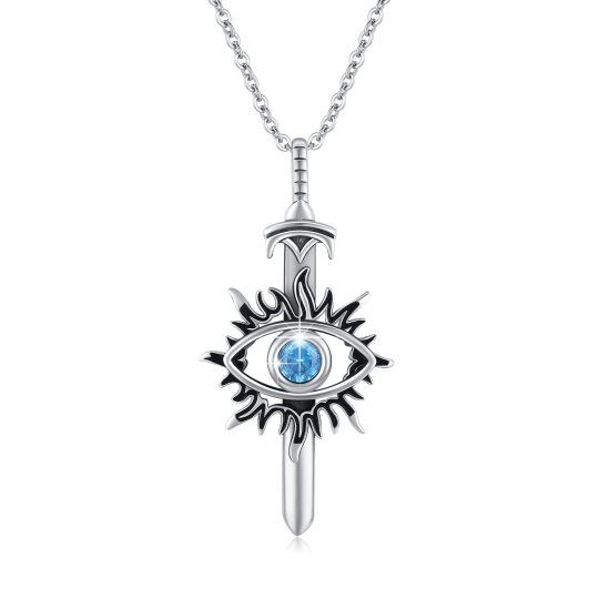 Collana con ciondolo a croce in argento sterling e zirconi