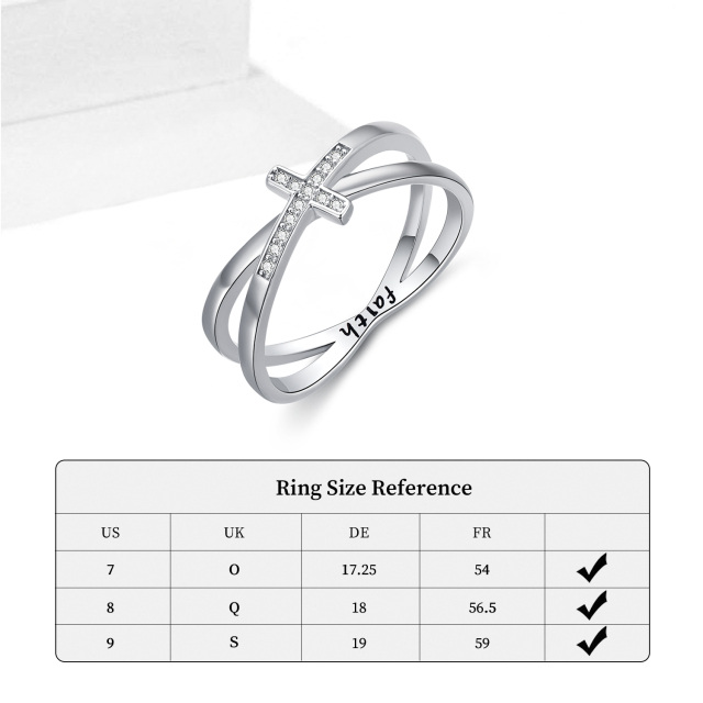 Bague en argent sterling avec croix en zircon-7