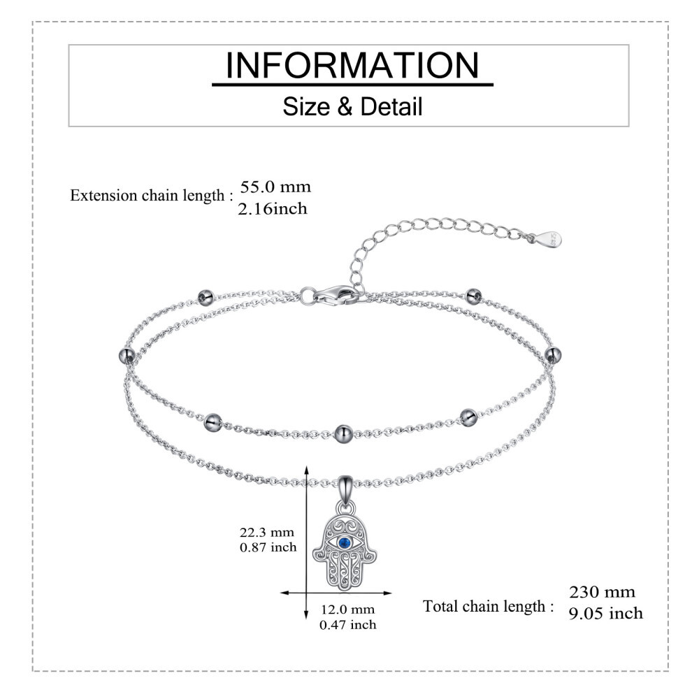 Sterling Silver Zircon Devil's Eye Layerered Bracelet-5