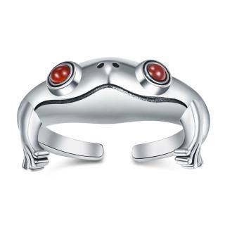 Sterling Silver Zircon Frog Open Ring-31