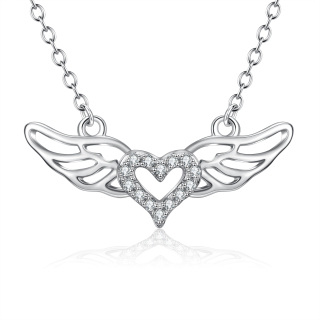 Collar con colgante de corazón de circonitas en plata de ley-20