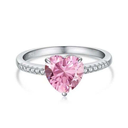 Anello con cuore di zircone in argento sterling