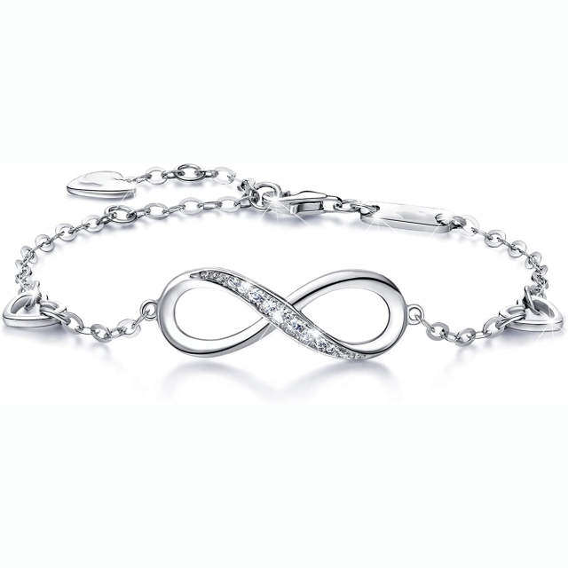 Bracciale con ciondolo a simbolo infinito in argento sterling con zircone-1