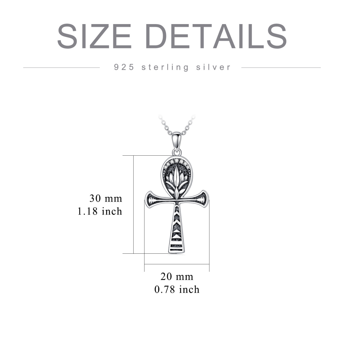 Collier en argent sterling avec pendentif Lotus et Ankh en zircon-5