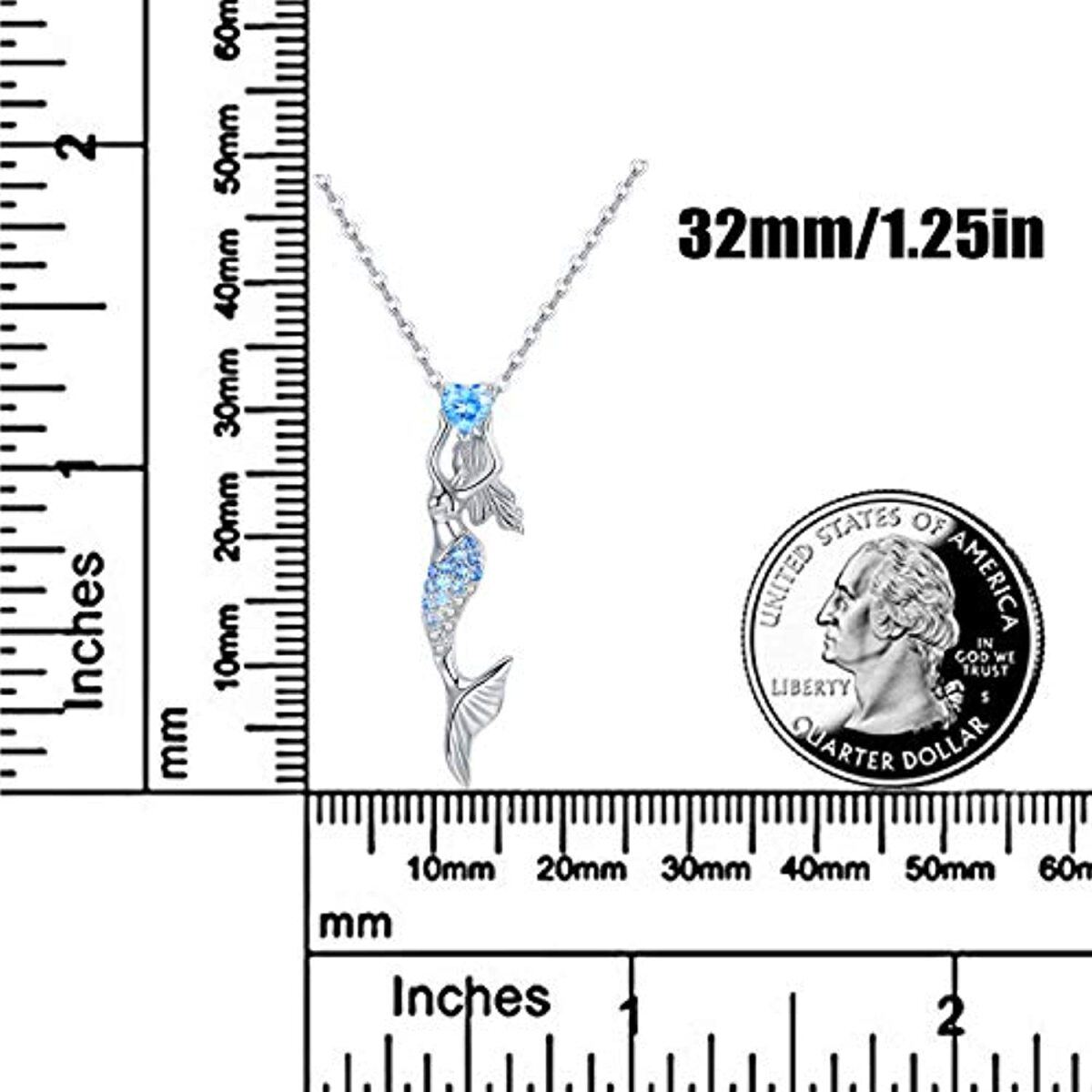 Sterling Silber Zirkon Meerjungfrau Anhänger Halskette-5