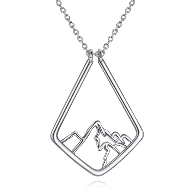 Collier en argent sterling avec pendentif porte-bagues et montagnes en zircon-1