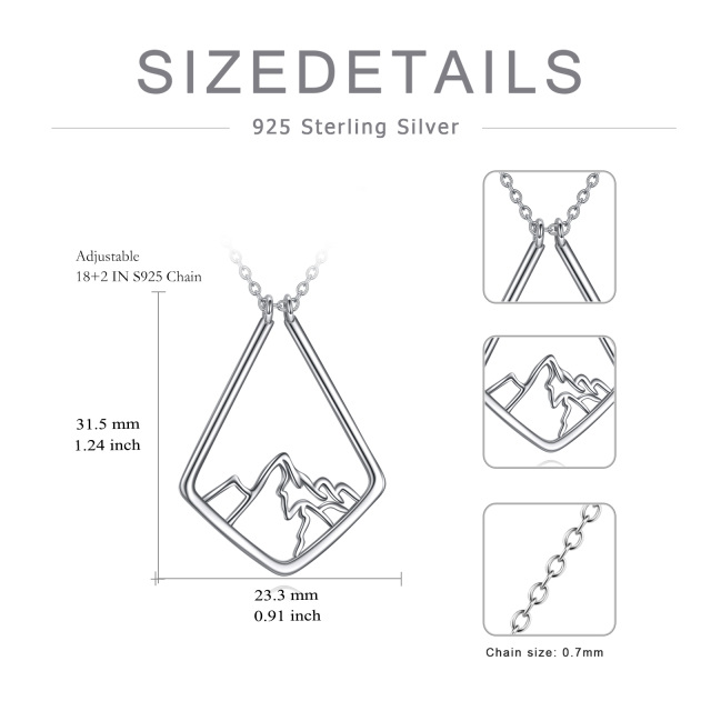 Sterling Silver Zircon Mountains & Ring Holder Pendant Necklace-5