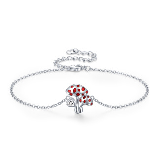 Sterling Silver Zircon Mushrooms Charm Bracelet-25