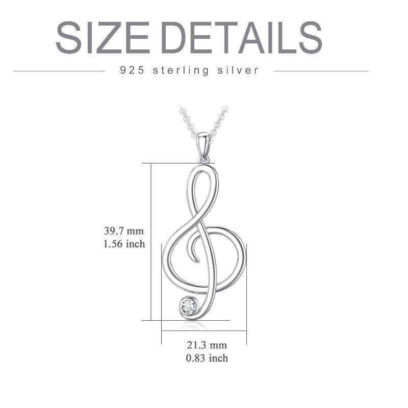 Sterling Silver Zircon Music Symbol & Ring Holder Pendant Necklace-4