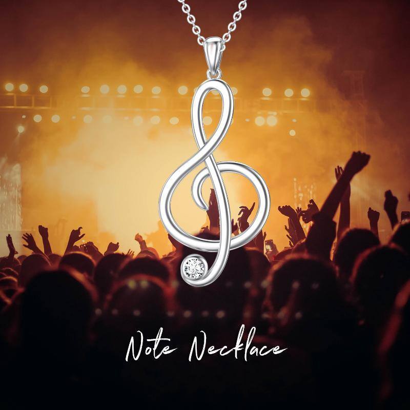 Collana con ciondolo porta anello con simbolo musicale in argento sterling zircone-5
