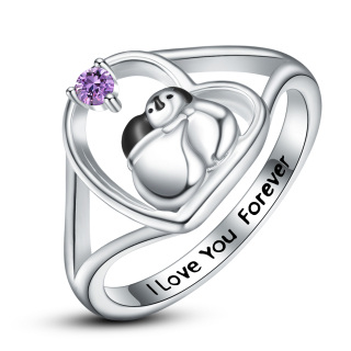 Sterling Silver Zircon Penguin Ring-19