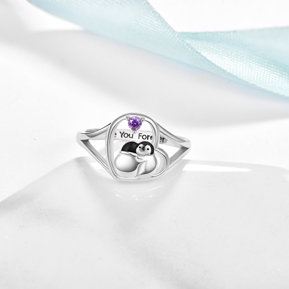 Sterling Silver Zircon Penguin Ring-3