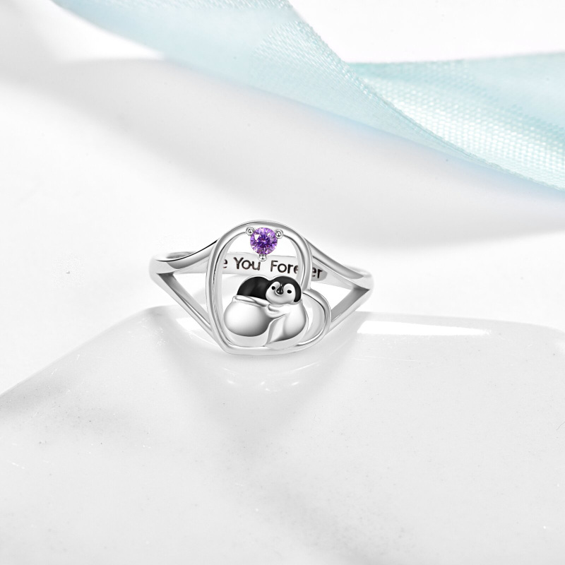Bague pingouin en argent sterling avec zircon-3