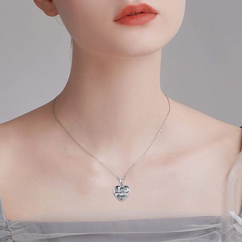 Sterling Silver Round Zircon Personalized Photo Locket Necklace For Mom Mother-2