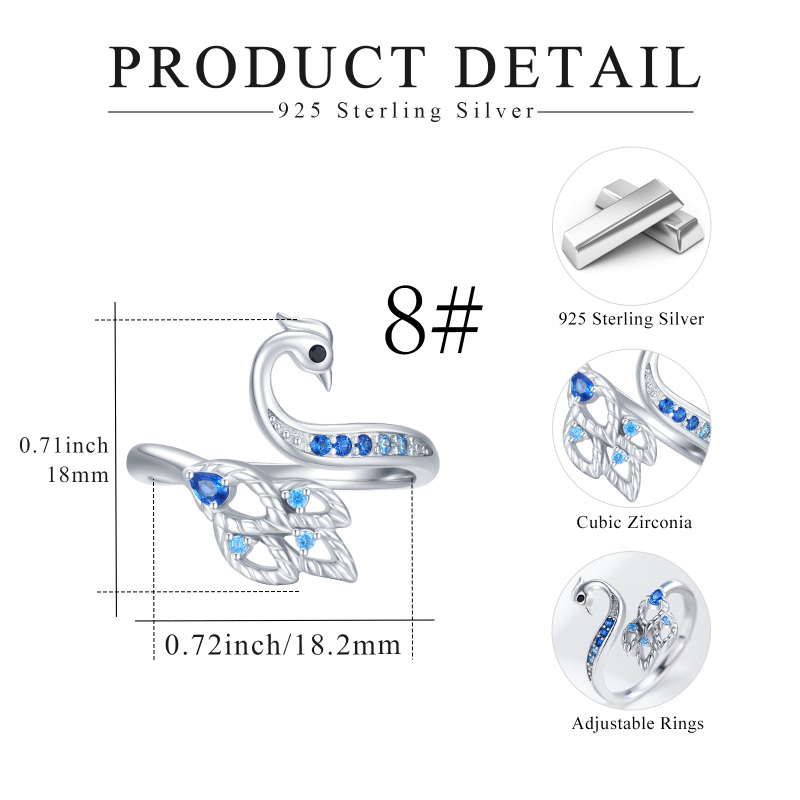 Sterling Silver Zircon Phoenix Open Ring-7