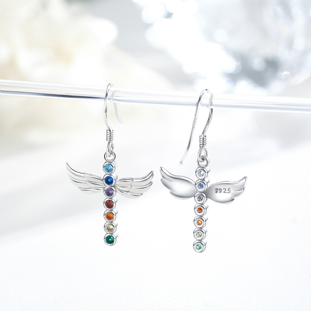 Pendants d'oreilles en argent Zircon arc-en-ciel-4