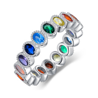 Sterling Silver Zircon Rainbow Ring-4