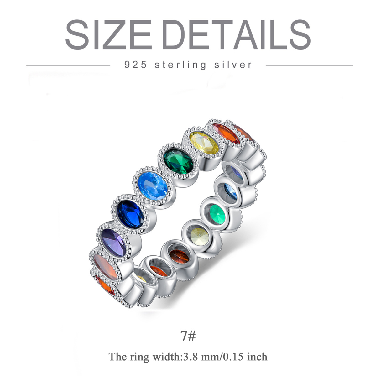 Bague arc-en-ciel en argent Zircon-5