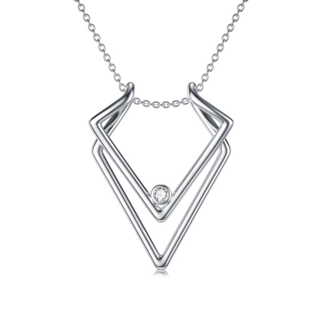 Sterling Silver Zircon Ring Holder Pendant Necklace-3