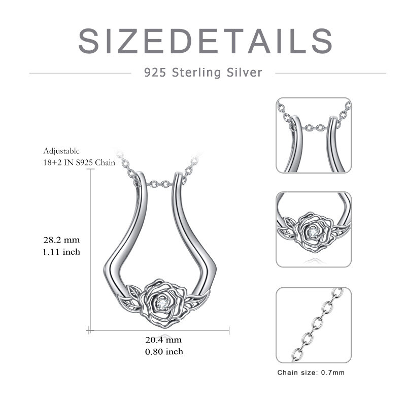 Sterling Silver Zircon Ring Holder Pendant Necklace-5