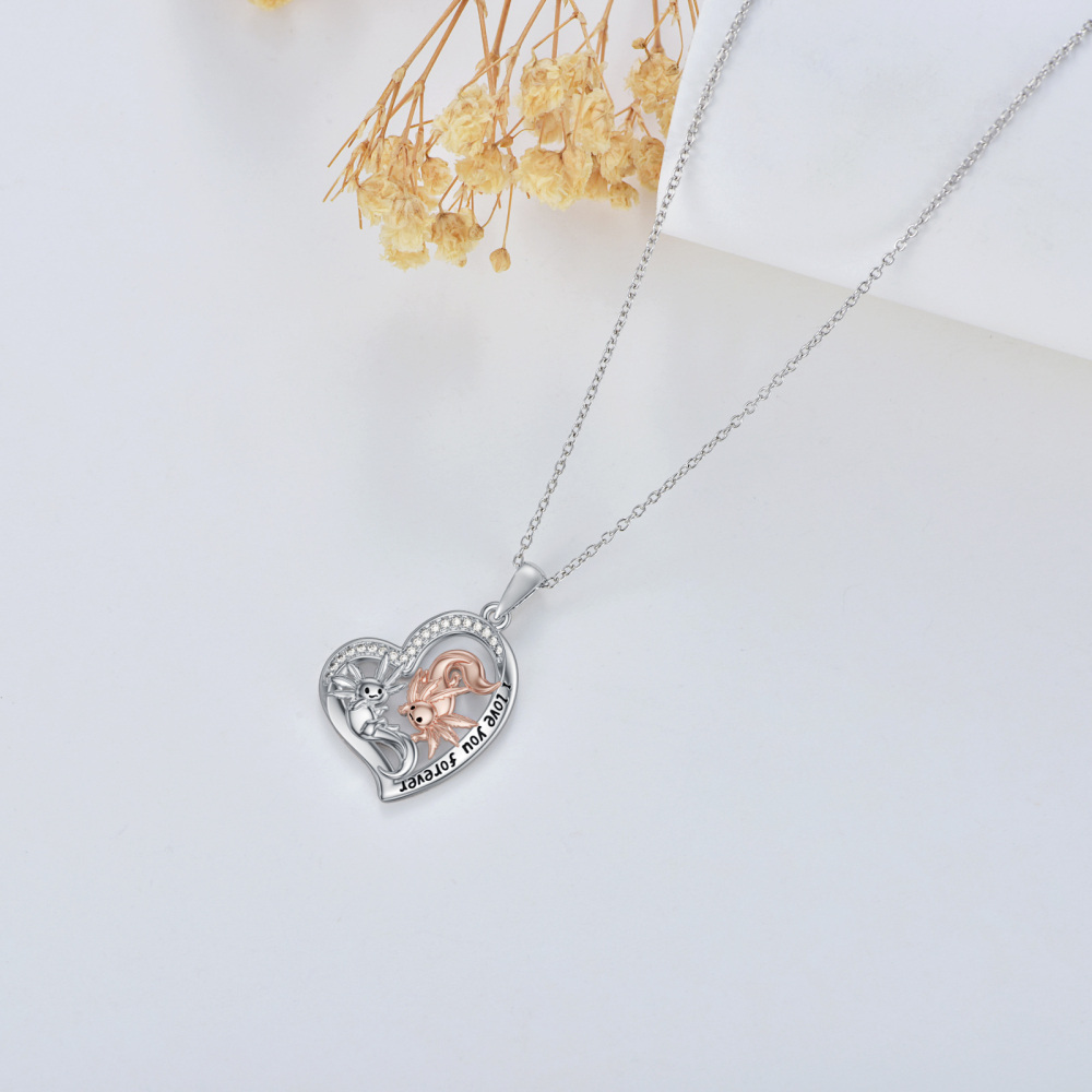 Sterling Silver Zircon Salamander Pendant Necklace-4