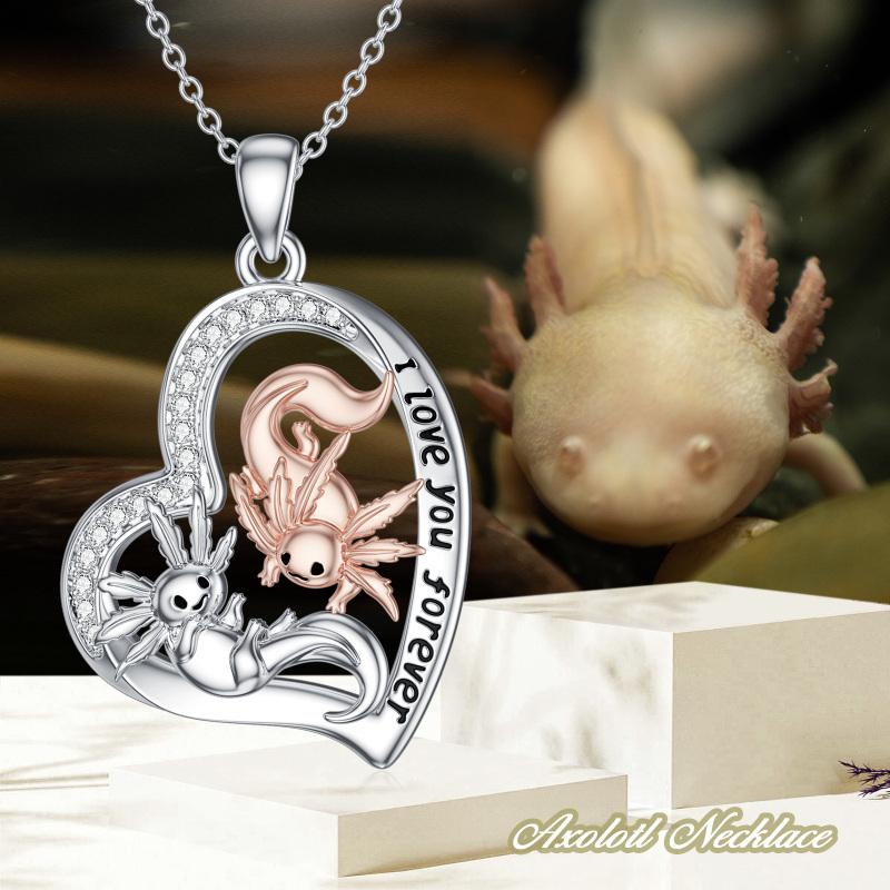 Sterling Silver Zircon Salamander Pendant Necklace-5